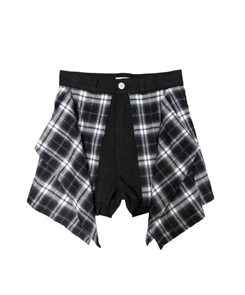 EGOIST（エゴイスト）の「チェックシャツドッキングツイルショートパンツ（その他パンツ・レディース・ブラック/ベージュ・S/M）」の6枚目の写真