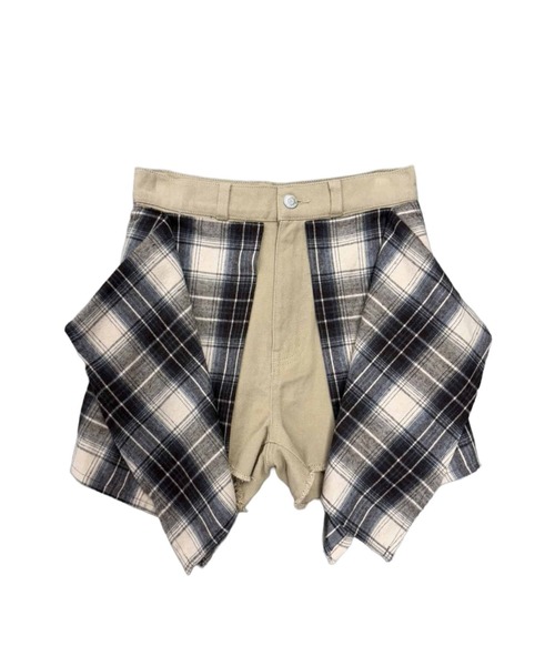EGOIST（エゴイスト）の「チェックシャツドッキングツイルショートパンツ（その他パンツ・レディース・ブラック/ベージュ・S/M）」の7枚目の写真