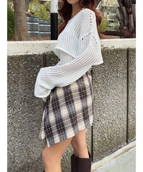 EGOIST（エゴイスト）の「チェックシャツドッキングツイルショートパンツ（その他パンツ・レディース・ブラック/ベージュ・S/M）」の12枚目の写真