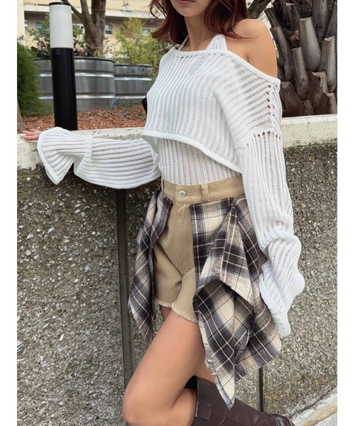 EGOIST（エゴイスト）の「チェックシャツドッキングツイルショートパンツ（その他パンツ・レディース・ブラック/ベージュ・S/M）」の14枚目の写真