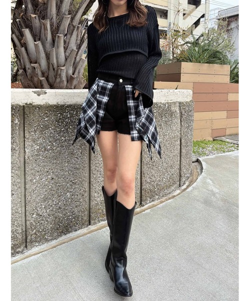 EGOIST（エゴイスト）の「チェックシャツドッキングツイルショートパンツ（その他パンツ・レディース・ブラック/ベージュ・S/M）」の22枚目の写真