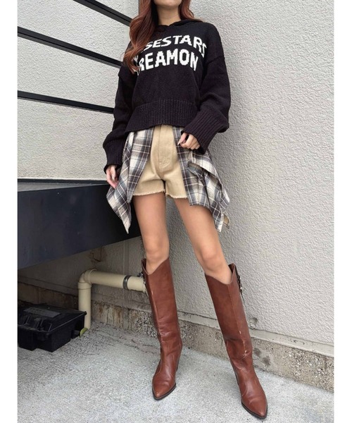 EGOIST（エゴイスト）の「チェックシャツドッキングツイルショートパンツ（その他パンツ・レディース・ブラック/ベージュ・S/M）」の16枚目の写真