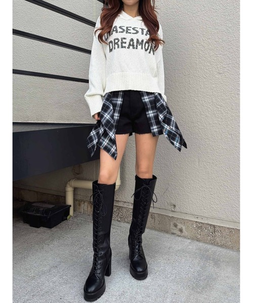 EGOIST（エゴイスト）の「チェックシャツドッキングツイルショートパンツ（その他パンツ・レディース・ブラック/ベージュ・S/M）」の19枚目の写真