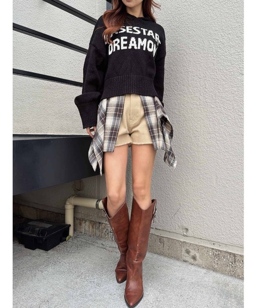 EGOIST（エゴイスト）の「チェックシャツドッキングツイルショートパンツ（その他パンツ・レディース・ブラック/ベージュ・S/M）」の17枚目の写真