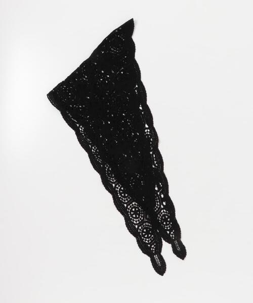 URBAN RESEARCH DOORS(アーバンリサーチドアーズ)の「レーススカーフ | トライアングル/三角スカーフ/ワンポイント/プラスワン/トレンド(ストール/ショール・レディース・オフホワイト/ブラック・ONE)」の2枚目の写真