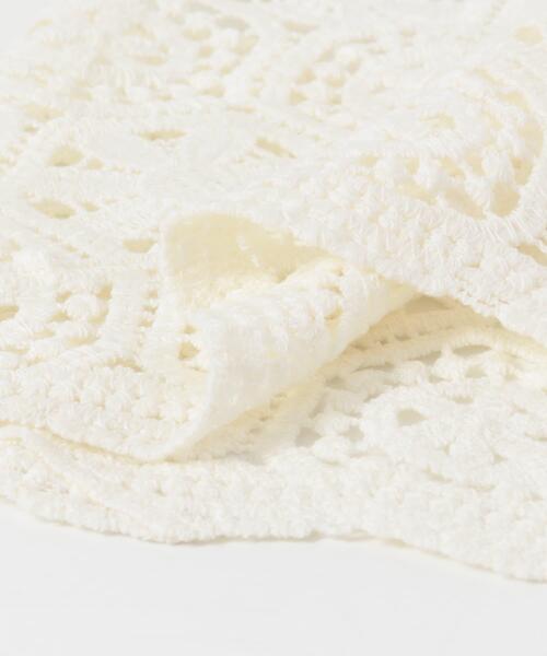 URBAN RESEARCH DOORS(アーバンリサーチドアーズ)の「レーススカーフ | トライアングル/三角スカーフ/ワンポイント/プラスワン/トレンド(ストール/ショール・レディース・オフホワイト/ブラック・ONE)」の6枚目の写真