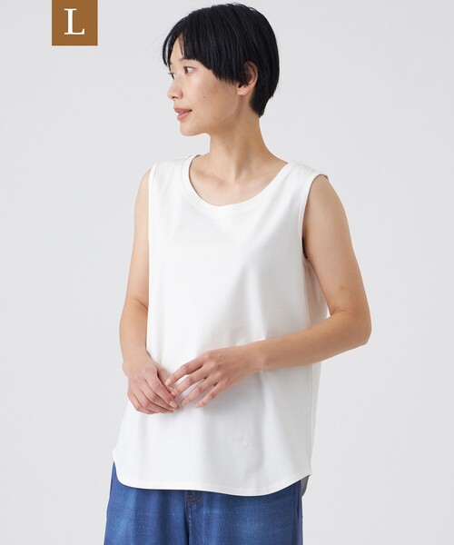 EVEX by KRIZIA(エヴェックスバイクリツィア)の「【L】【ウォッシャブル】コットンスムースタンクトップ(Tシャツ/カットソー・レディース・ブラック/オフホワイト・46/44)」の2枚目の写真