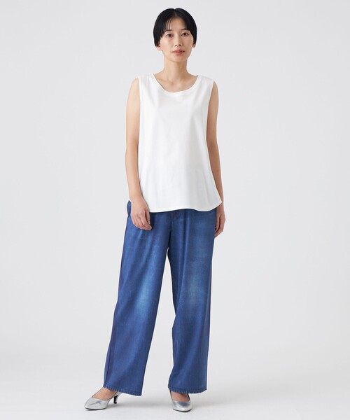 EVEX by KRIZIA(エヴェックスバイクリツィア)の「【L】【ウォッシャブル】コットンスムースタンクトップ(Tシャツ/カットソー・レディース・ブラック/オフホワイト・46/44)」の3枚目の写真