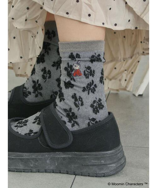 Samansa Mos2（サマンサ モスモス）の「【MOOMIN×SamansaMos2】リトルミイ刺繍花柄ソックス（ソックス/靴下・レディース・ミント/グレー/ブラウン/ベージュ・F）」の2枚目の写真