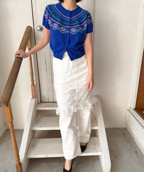 SINOON（シヌーン）の「Lace Straight Denim (White)（デニムパンツ・レディース・ホワイト・SMALL/MEDIUM）」の3枚目の写真