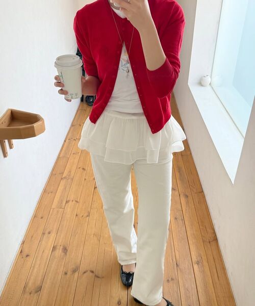 SINOON（シヌーン）の「Lace Straight Denim (White)（デニムパンツ・レディース・ホワイト・SMALL/MEDIUM）」の4枚目の写真