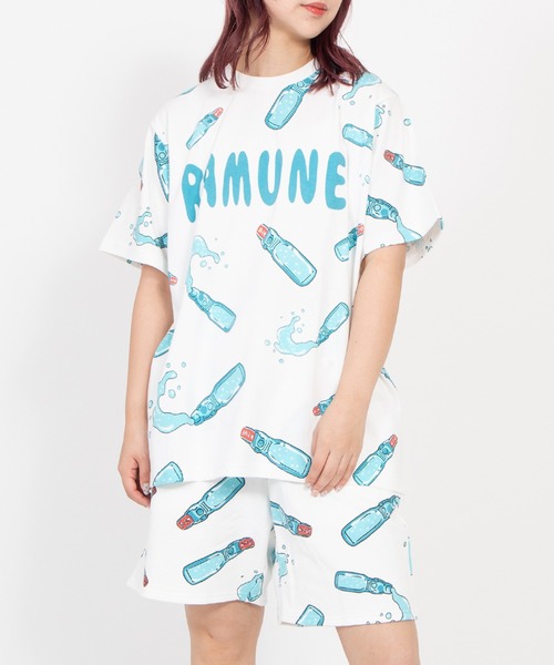 PUNYUS（プニュズ）の「【新サイズ】フード総柄Ｔシャツ(RAMUNE)（Tシャツ/カットソー・レディース・サックスブルー・1/2/3/4/5）」の2枚目の写真