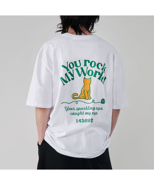UNTAPPED STUDIO(アンタップドスタジオ)の「キャットシグネチャーピュアコットンビッグオーバーサイズ半袖Tシャツ2カラー(Tシャツ/カットソー・レディース・ブラック/ホワイト・S(90)/M(95)/L/XL)」の2枚目の写真