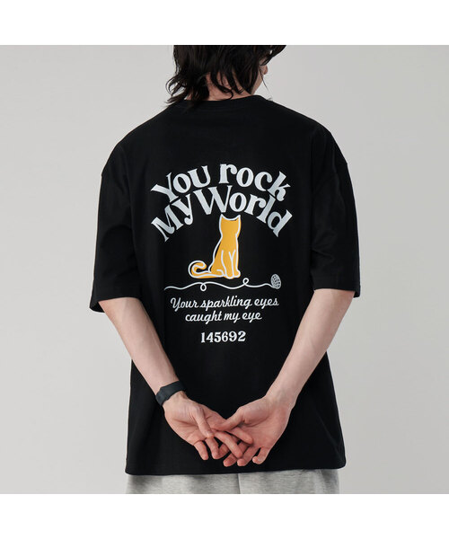 UNTAPPED STUDIO(アンタップドスタジオ)の「キャットシグネチャーピュアコットンビッグオーバーサイズ半袖Tシャツ2カラー(Tシャツ/カットソー・レディース・ブラック/ホワイト・S(90)/M(95)/L/XL)」の1枚目の写真