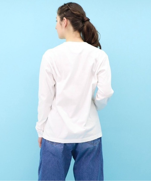 KawaeKayo(カワエカヨ)の「ロングスリーブTシャツ-真珠の耳飾りの少女(Tシャツ/カットソー・レディース・ホワイト・L/XL)」の3枚目の写真