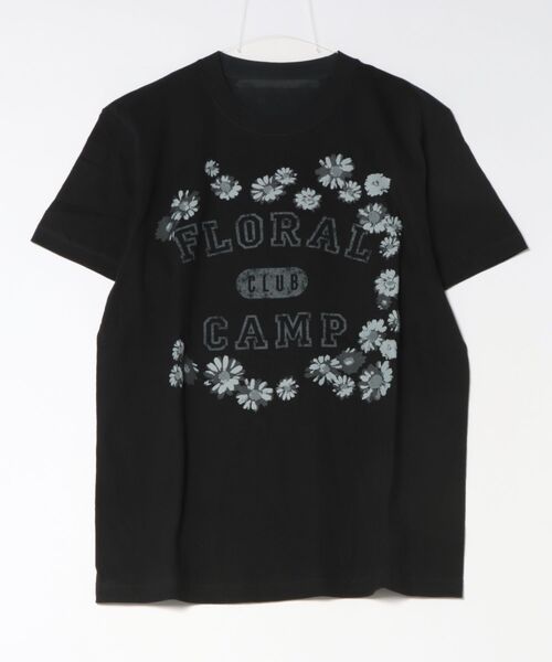 H.A.K(ハク)の「5.6オンスコットン天竺カレッジロゴ&デイジーモチーフTシャツ(Tシャツ/カットソー・レディース・ホワイト/ブラック/ボルドー・1/0)」の2枚目の写真