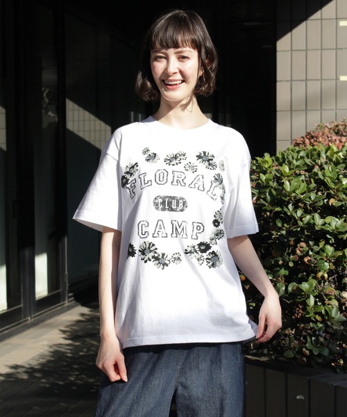 H.A.K(ハク)の「5.6オンスコットン天竺カレッジロゴ&デイジーモチーフTシャツ(Tシャツ/カットソー・レディース・ホワイト/ブラック/ボルドー・1/0)」の8枚目の写真