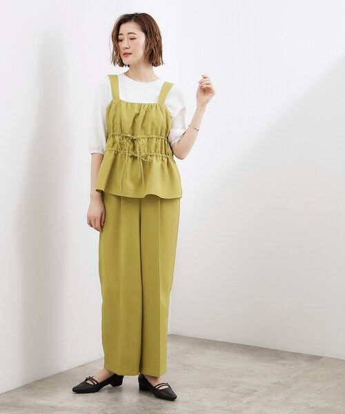 grove（グローブ）の「高評価！シャーリングビスチェSET UP（セットアップ・レディース・スミクロ/ベージュ/こしょう色系・05/04/03/02）」の12枚目の写真