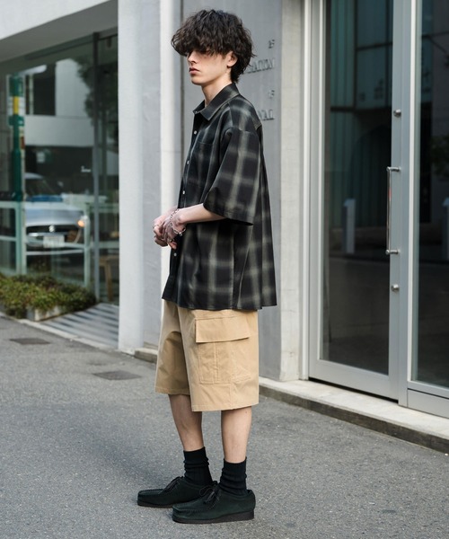 Rocky Monroe(ロッキーモンロー)の「ワイドカーゴイージーハーフパンツ(カーゴパンツ・メンズ・オフホワイト/ベージュ/ブラウン/カーキ/ブラック・M/XL/L)」の8枚目の写真
