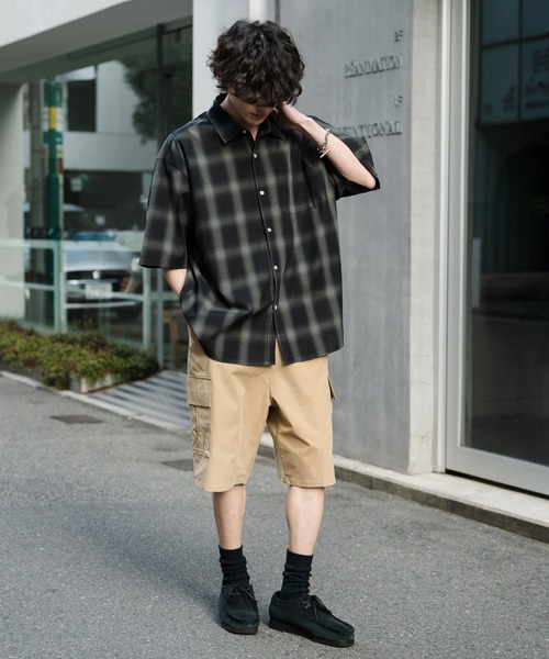 Rocky Monroe(ロッキーモンロー)の「ワイドカーゴイージーハーフパンツ(カーゴパンツ・メンズ・オフホワイト/ベージュ/ブラウン/カーキ/ブラック・M/XL/L)」の9枚目の写真