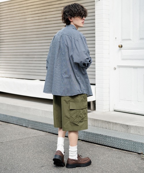 Rocky Monroe(ロッキーモンロー)の「ワイドカーゴイージーハーフパンツ(カーゴパンツ・メンズ・オフホワイト/ベージュ/ブラウン/カーキ/ブラック・M/XL/L)」の13枚目の写真