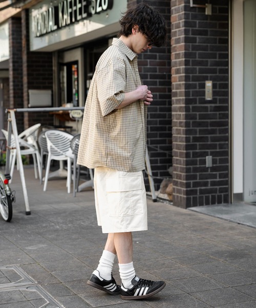 Rocky Monroe(ロッキーモンロー)の「ワイドカーゴイージーハーフパンツ(カーゴパンツ・メンズ・オフホワイト/ベージュ/ブラウン/カーキ/ブラック・M/XL/L)」の18枚目の写真