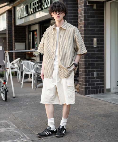 Rocky Monroe(ロッキーモンロー)の「ワイドカーゴイージーハーフパンツ(カーゴパンツ・メンズ・オフホワイト/ベージュ/ブラウン/カーキ/ブラック・M/XL/L)」の19枚目の写真