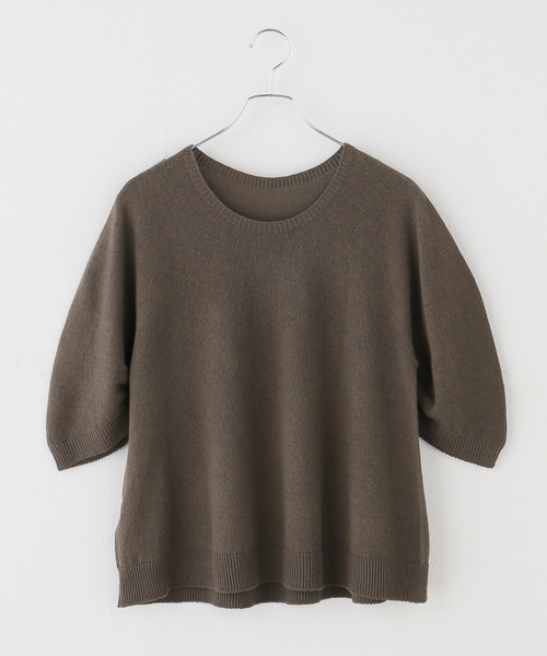 plage（プラージュ）の「ギャザースリーブ テントライン プルオーバー（ニット/セーター・レディース・カーキ/ホワイト・FREE）」の2枚目の写真