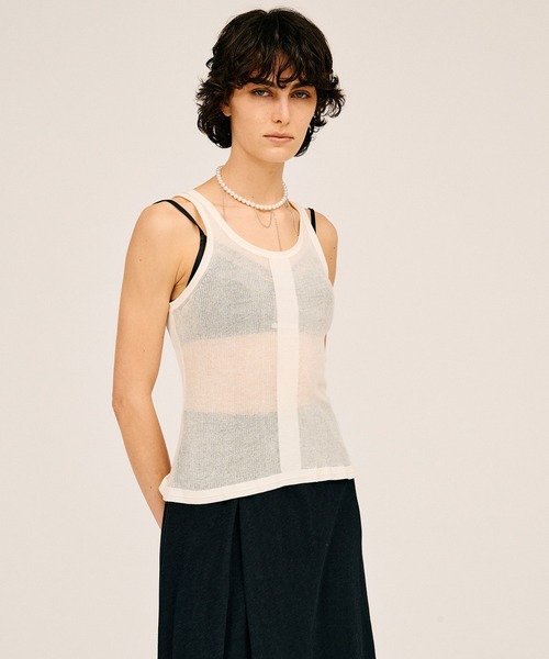 PRANK PROJECT(プランクプロジェクト)の「【2026Summer Pre-Order】シアーリブフリルヘムニットタンク / Sheer Rib Frill Hem Knit Tank(タンクトップ・レディース・ホワイト/レッド/ブラック・FREE)」の10枚目の写真