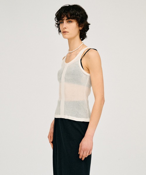 PRANK PROJECT(プランクプロジェクト)の「【2026Summer Pre-Order】シアーリブフリルヘムニットタンク / Sheer Rib Frill Hem Knit Tank(タンクトップ・レディース・ホワイト/レッド/ブラック・FREE)」の11枚目の写真