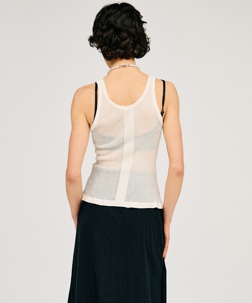 PRANK PROJECT(プランクプロジェクト)の「【2026Summer Pre-Order】シアーリブフリルヘムニットタンク / Sheer Rib Frill Hem Knit Tank(タンクトップ・レディース・ホワイト/レッド/ブラック・FREE)」の12枚目の写真