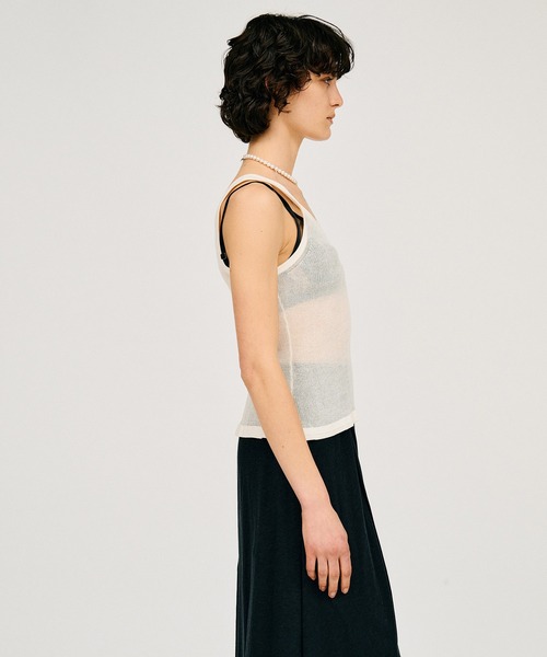 PRANK PROJECT(プランクプロジェクト)の「【2026Summer Pre-Order】シアーリブフリルヘムニットタンク / Sheer Rib Frill Hem Knit Tank(タンクトップ・レディース・ホワイト/レッド/ブラック・FREE)」の13枚目の写真