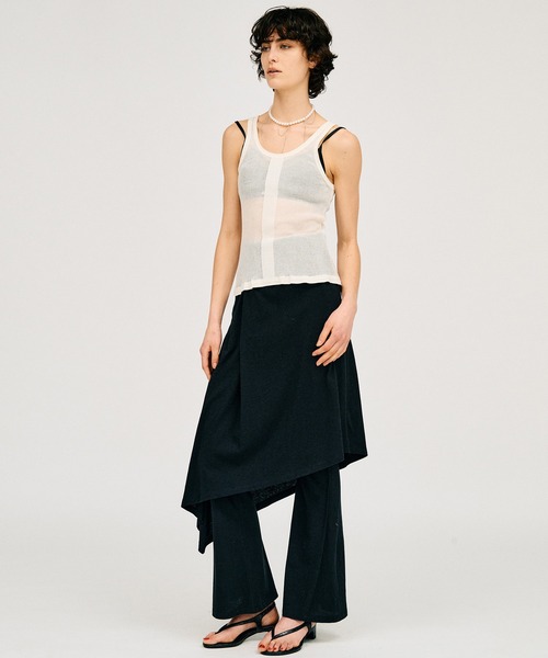 PRANK PROJECT(プランクプロジェクト)の「【2026Summer Pre-Order】シアーリブフリルヘムニットタンク / Sheer Rib Frill Hem Knit Tank(タンクトップ・レディース・ホワイト/レッド/ブラック・FREE)」の4枚目の写真