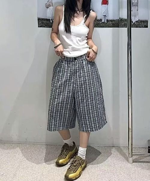 Vipoa（ヴィポア）の「Blue green plaid loose shorts（その他パンツ・レディース・グリーン・FREE）」の7枚目の写真