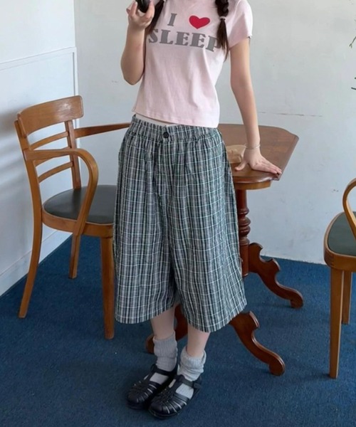 Vipoa（ヴィポア）の「Blue green plaid loose shorts（その他パンツ・レディース・グリーン・FREE）」の10枚目の写真
