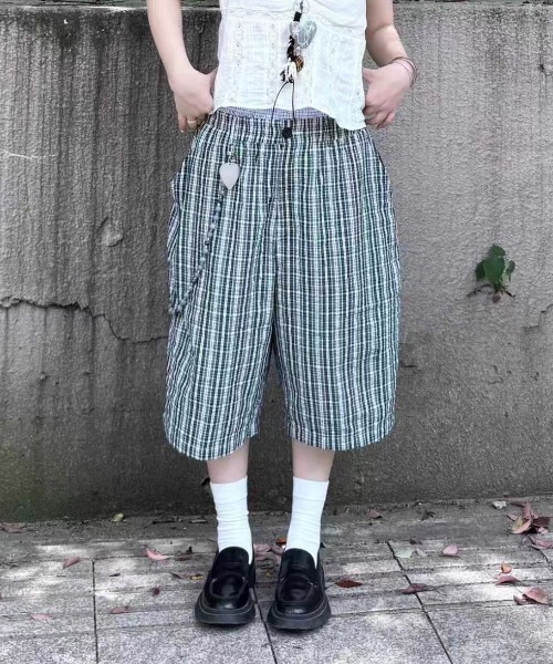 Vipoa（ヴィポア）の「Blue green plaid loose shorts（その他パンツ・レディース・グリーン・FREE）」の15枚目の写真