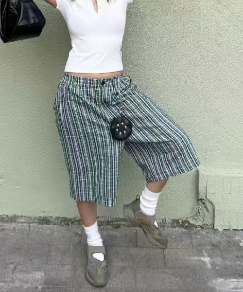 Vipoa（ヴィポア）の「Blue green plaid loose shorts（その他パンツ・レディース・グリーン・FREE）」の14枚目の写真