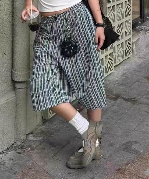 Vipoa（ヴィポア）の「Blue green plaid loose shorts（その他パンツ・レディース・グリーン・FREE）」の13枚目の写真