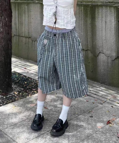 Vipoa（ヴィポア）の「Blue green plaid loose shorts（その他パンツ・レディース・グリーン・FREE）」の16枚目の写真
