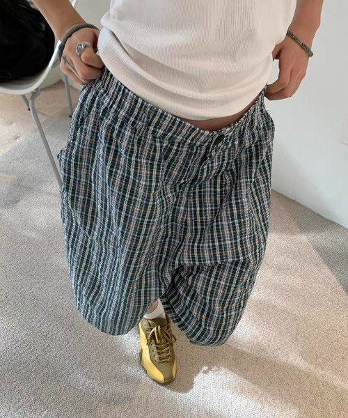 Vipoa（ヴィポア）の「Blue green plaid loose shorts（その他パンツ・レディース・グリーン・FREE）」の22枚目の写真