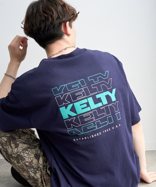 KELTY(ケルティ)の「【KELTY/ケルティ】別注 バックタイポロゴTシャツ(Tシャツ/カットソー・メンズ・カーキ/ネイビー/ベージュ/スミクロ/ブラック/ホワイト・S/M/L/XL)」の6枚目の写真