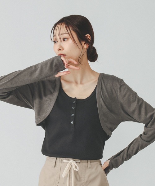 GLOBAL WORK(グローバルワーク)の「UVカットボレロカーディガン/658175(カーディガン/ボレロ・レディース・ブラック/ダークグレー/ホワイト・LARGE/MEDIUM)」の4枚目の写真