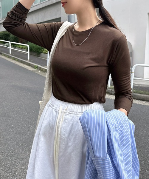 andme(アンドミー)の「【選べるネックデザイン】長袖シアーTシャツ(Tシャツ/カットソー・レディース・ブラック系1/ホワイト系1/ブラウン/ピンク/ブラック/ブラウン系1/ピンク系1/アイボリー・FREE)」の21枚目の写真