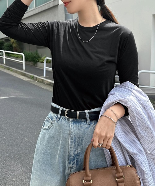 andme(アンドミー)の「【選べるネックデザイン】長袖シアーTシャツ(Tシャツ/カットソー・レディース・ブラック系1/ホワイト系1/ブラウン/ピンク/ブラック/ブラウン系1/ピンク系1/アイボリー・FREE)」の18枚目の写真