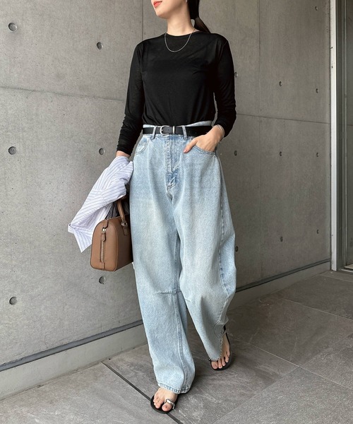 andme(アンドミー)の「【選べるネックデザイン】長袖シアーTシャツ(Tシャツ/カットソー・レディース・ブラック系1/ホワイト系1/ブラウン/ピンク/ブラック/ブラウン系1/ピンク系1/アイボリー・FREE)」の19枚目の写真