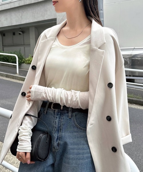 andme(アンドミー)の「【選べるネックデザイン】長袖シアーTシャツ(Tシャツ/カットソー・レディース・ブラック系1/ホワイト系1/ブラウン/ピンク/ブラック/ブラウン系1/ピンク系1/アイボリー・FREE)」の9枚目の写真