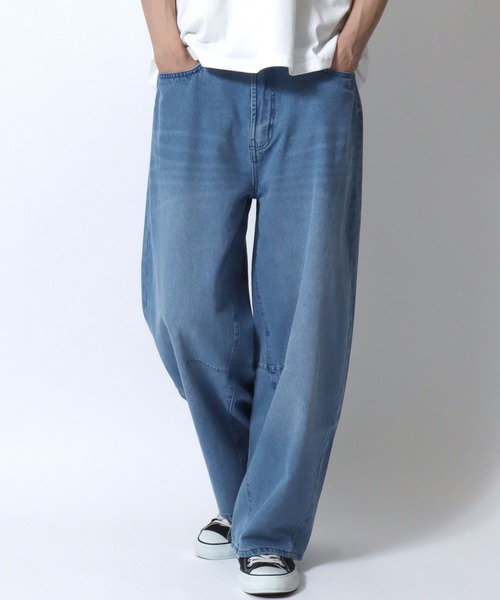 SITRY（シトリー）の「Barrel Leg Easy Denim Pants/バレルレッグ デニムパンツ ジーンズ ワイドパンツ ワイドジーンズ イージーパンツ（デニムパンツ・メンズ・ライトブルー/ライトグレー/ネイビー/ブラック系その他/ワンウォッシュ/ブラック・LL/M/L）」の4枚目の写真