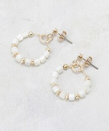 シェル調ビーズ×メタルフープピアス