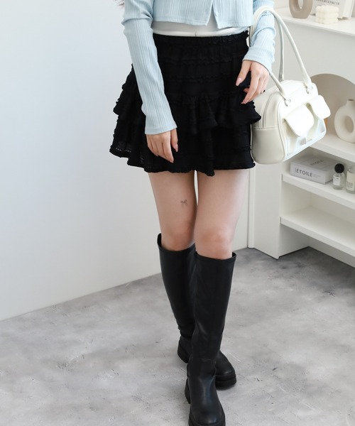 Nohea(ノヘア)の「noheaフクレジャカードヒラミニスカパン(スカート・レディース・ブラック/オフホワイト/キナリ・M)」の16枚目の写真