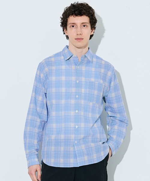 coca(coca)(コカ)の「チェック長袖シャツ(シャツ/ブラウス・メンズ・ライトブルー/ブラック・XL/M/L)」の2枚目の写真